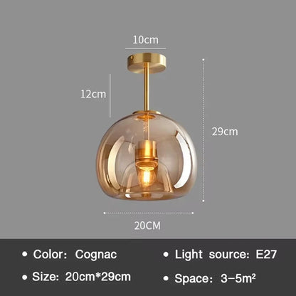 Plafonnier boule en verre – Cognac ou gris fumé