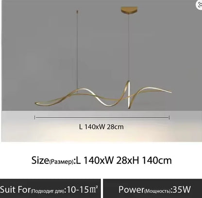 Suspension LED ondulée aluminium – 120 ou 140 cm