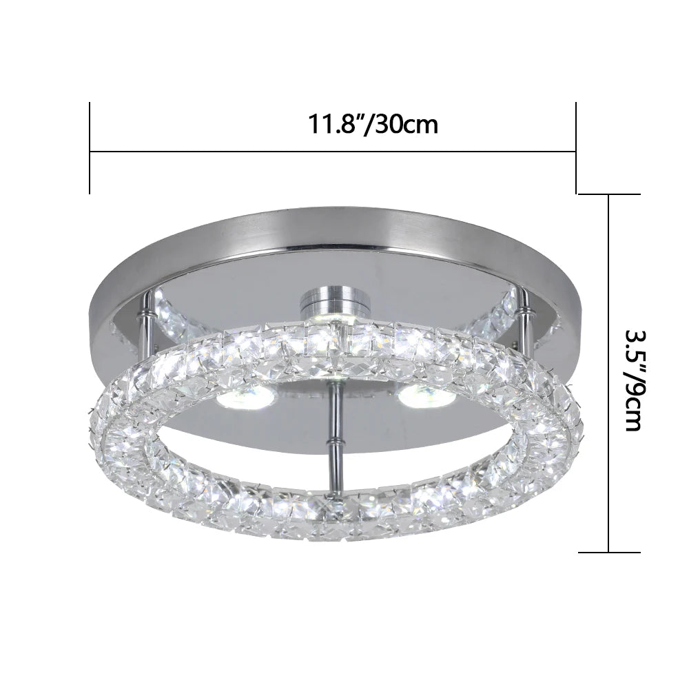 Plafonnier LED en cristal – anneau chrome 20/30 cm