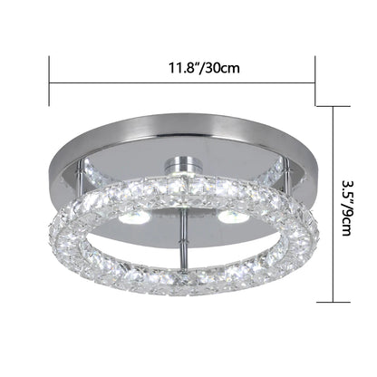 Plafonnier LED en cristal – anneau chrome 20/30 cm