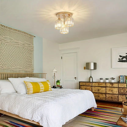 Lustre plafonnier cristal doré 3 lumières E27