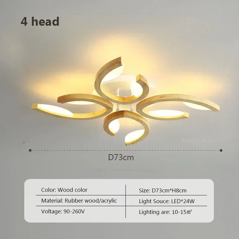 Plafonnier LED bois nordique – branches courbes