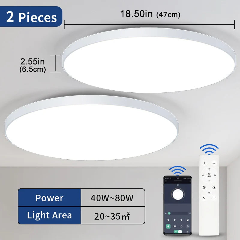 Plafonnier LED rond intelligent blanc design – Télécommande & APP