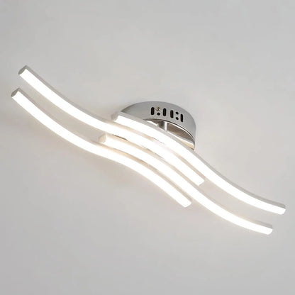 Plafonnier LED vague 4 bras – aluminium argent