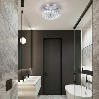 Plafonnier LED en cristal – anneau chrome 20/30 cm