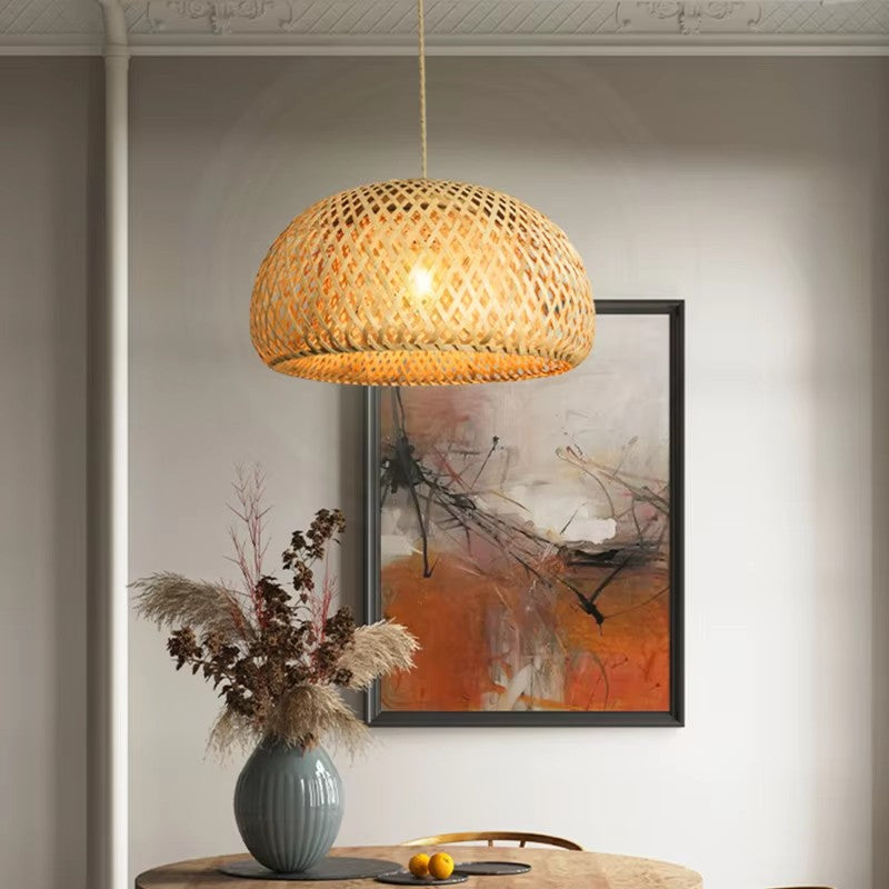 Lustre en bambou tissé – 3 tailles (30, 38, 45 cm)