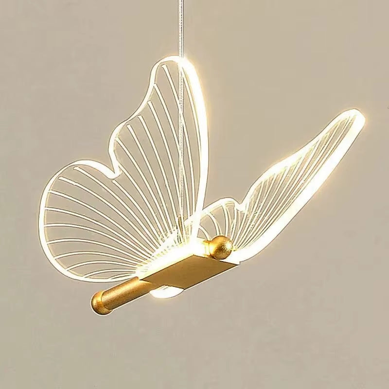 Suspension LED papillon doré