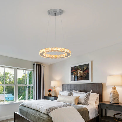 Suspension LED anneau cristal 30 cm