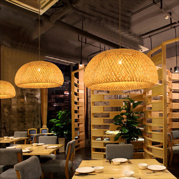 Lustre en bambou tissé – 3 tailles (30, 38, 45 cm)